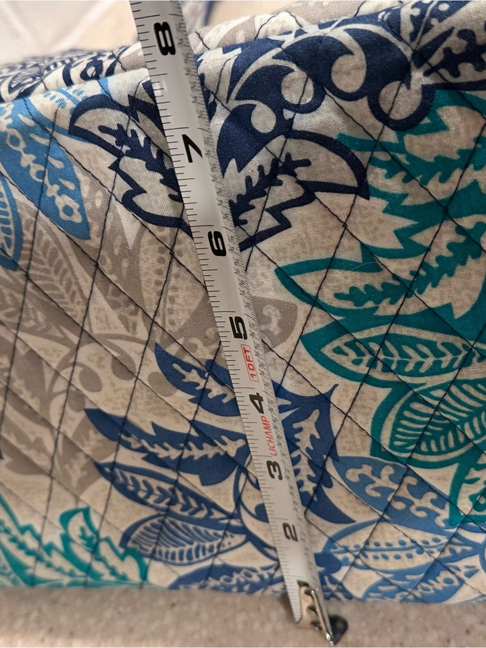 2pc Vera Bradley Miller Bag in "Santiago" Blue Teal Floral & Luggage Tag Set - Picture 7 of 16